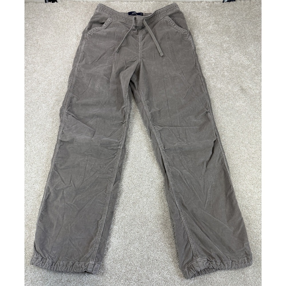 Hollister Parachute Baggy Pants Women's MED 32x30 Adjustable-Rise Corduroy Gray